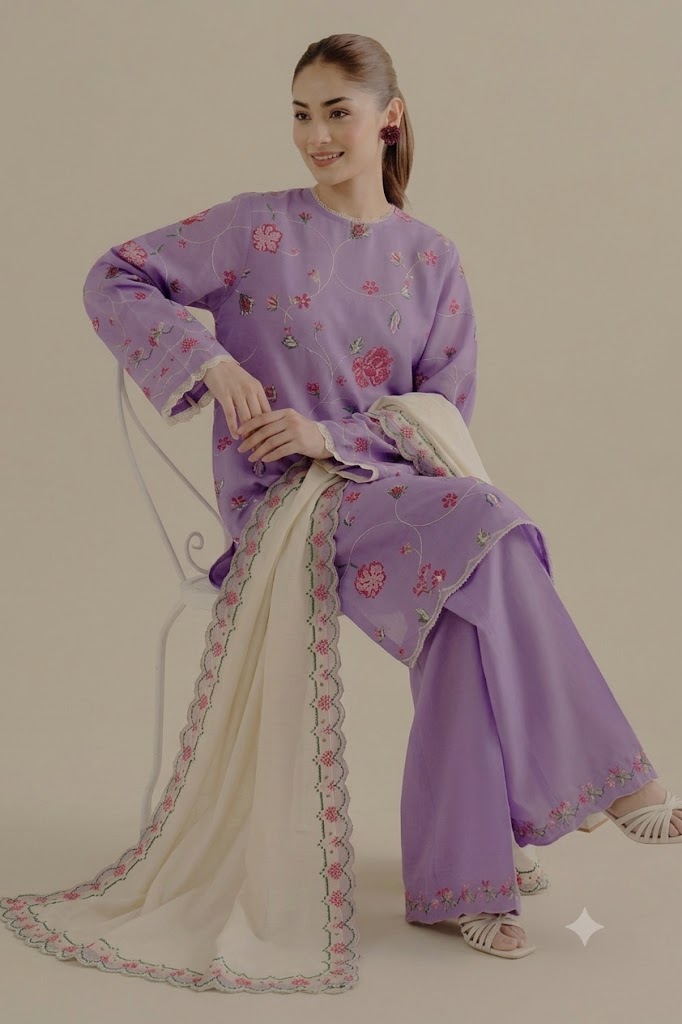 Zara Shahjahan Purple Printed Lawn Collection Replica - Image 3