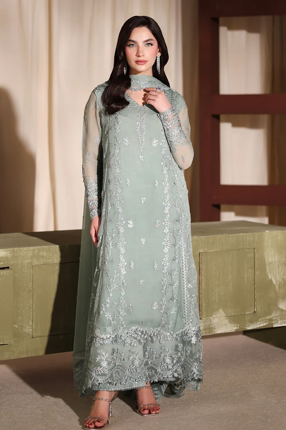 Azure Seagreen Chiffon Formal Collection Replica