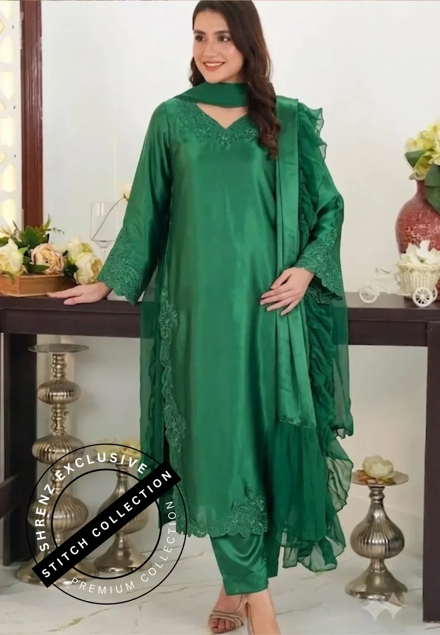 Shrenz 3 Piece Stitched Silk Pret Collection