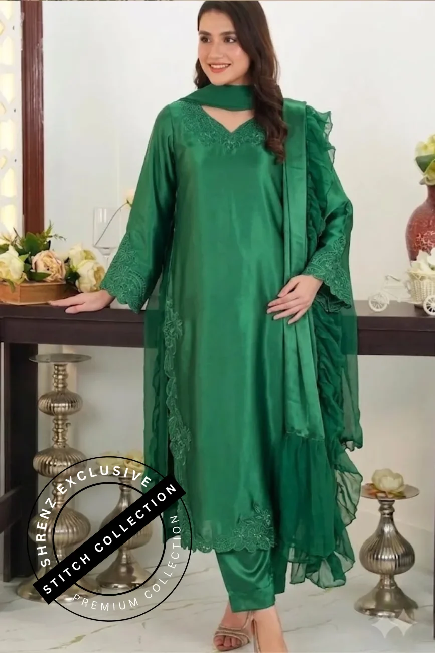 Shrenz 3 Piece Stitched Silk Pret Collection