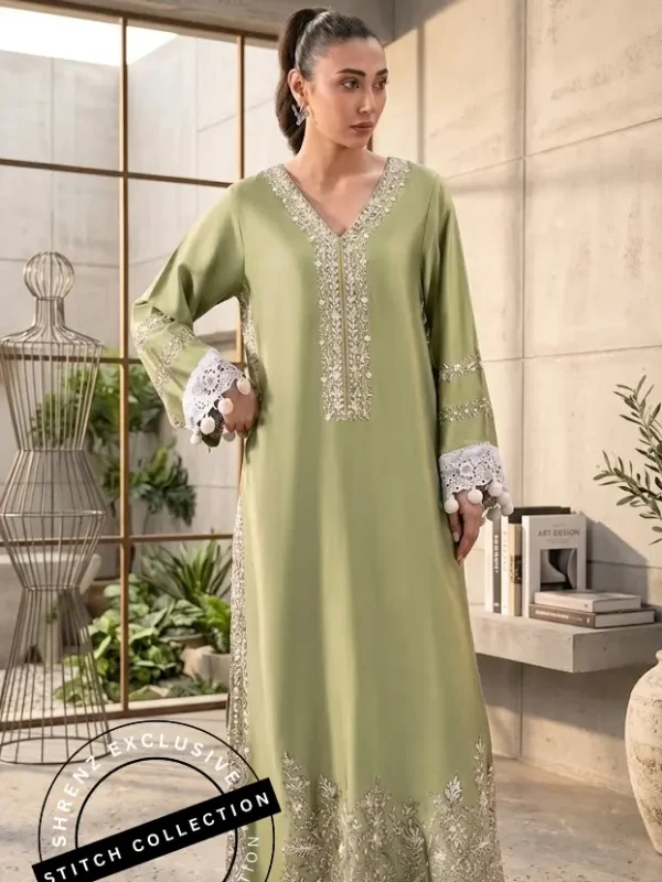 Shrenz 3 Piece Stitched Sheesha Silk  Pret Collection - Small