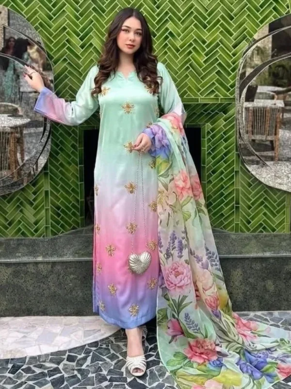 Shrenz Multi Tie-N-die Silk Adda Collection Replica