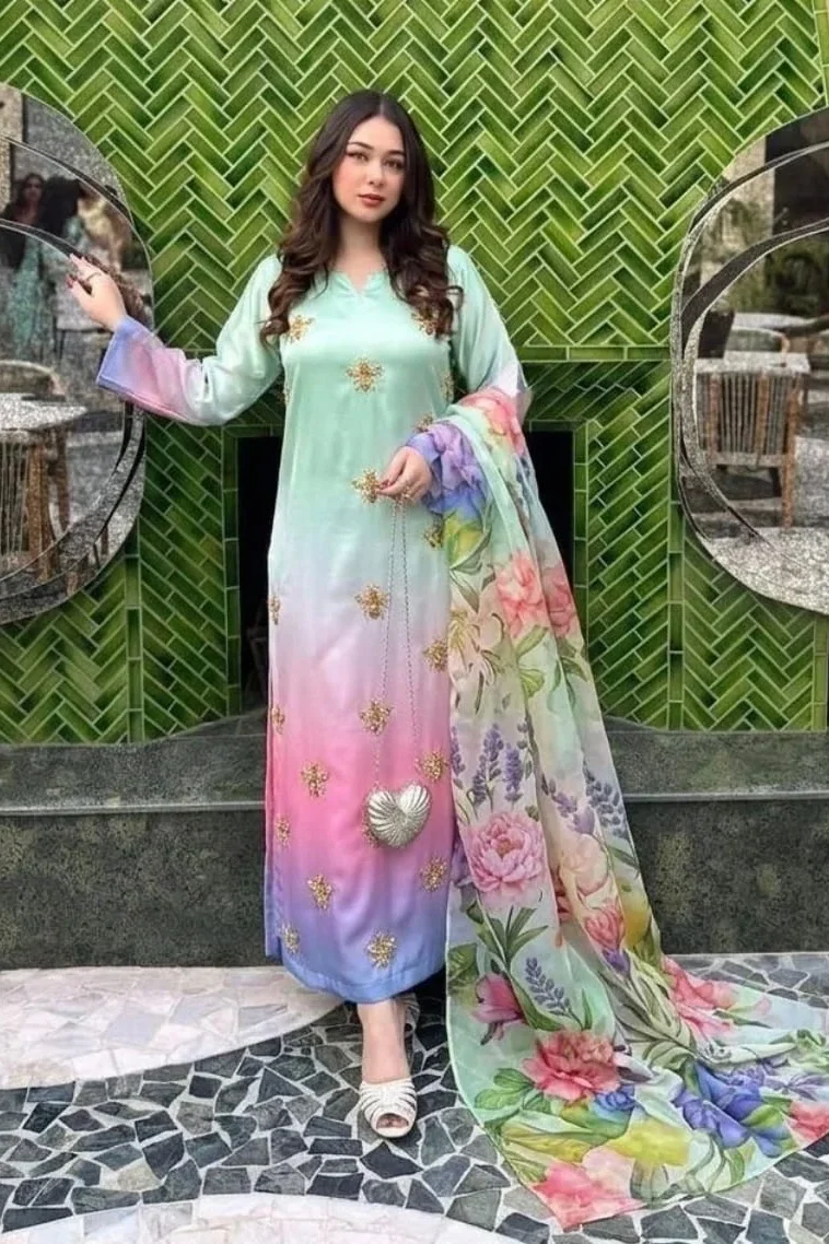 Shrenz Multi Tie-N-die Silk Adda Collection Replica