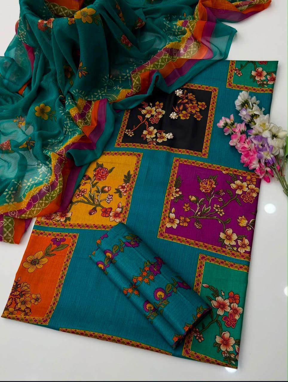 Alternative view of Shrenz Green Swiss Lawn Collection Replica