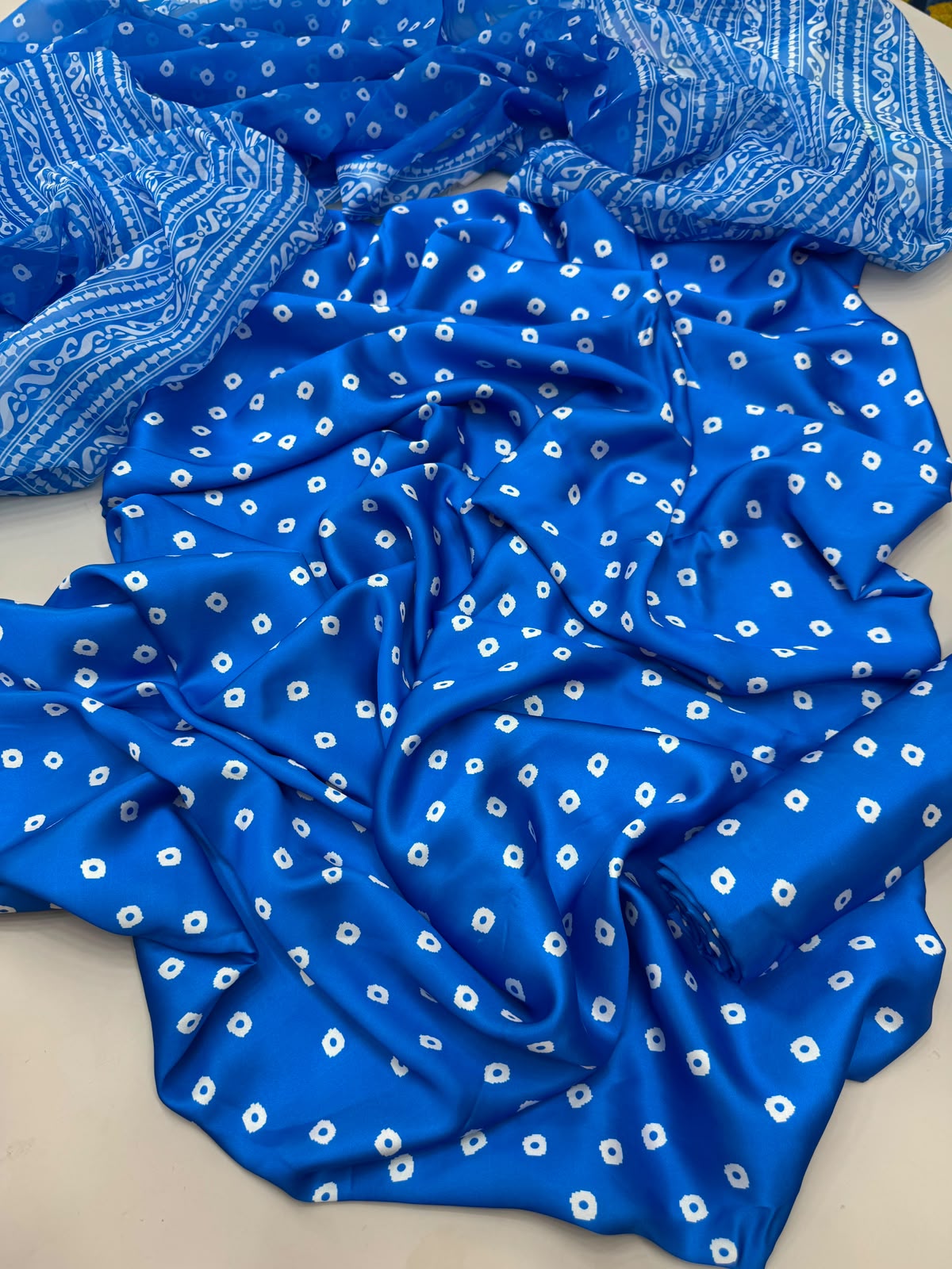 Alternative view of Shrenz Royal Blue Tie-N-Die Silk Adda Collection Replica