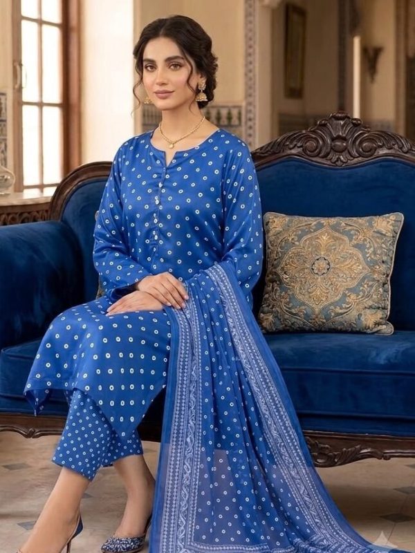 Shrenz Royal Blue Tie-N-Die Silk Adda Collection Replica
