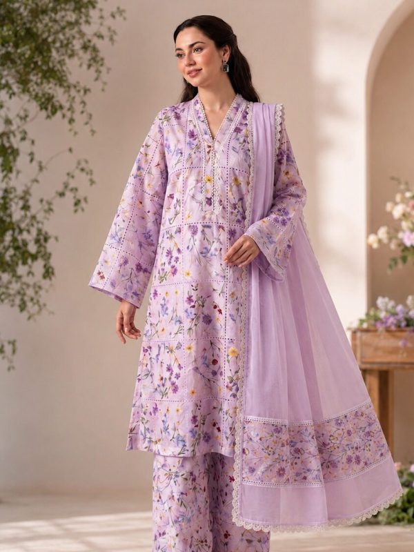 Shrenz Purple Luxury Lawn Collection Replica