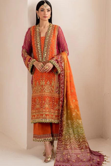 Baroque Orange Chiffon Formal Collection Replica