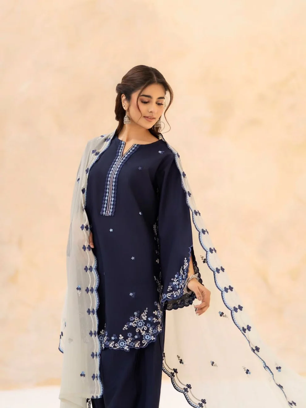 Alternative view of Shrenz Navy Blue Luxury Lawn Collection Replica