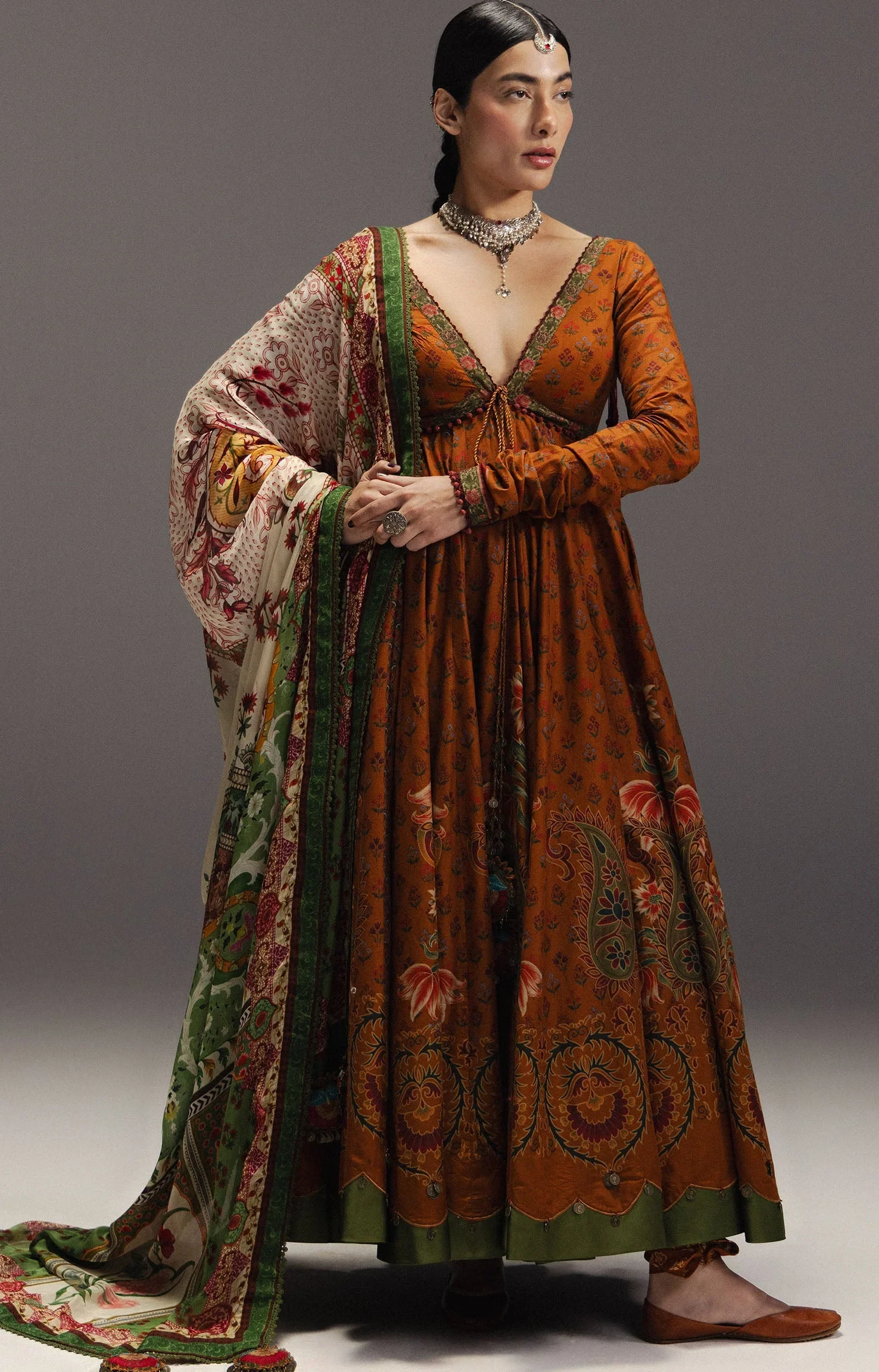 Zara Shahjahan Orange Silk Collection Replica