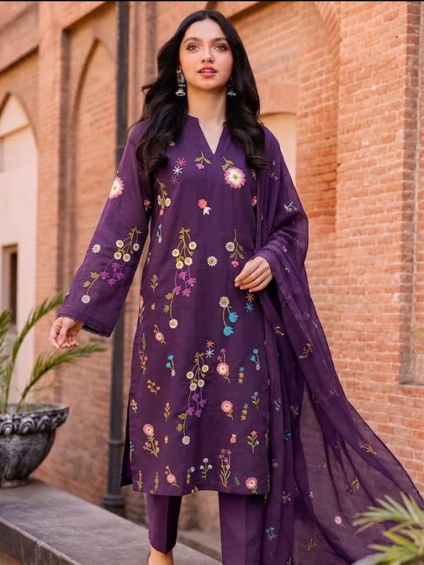 Shrenz Purple Luxury Lawn Collection Replica