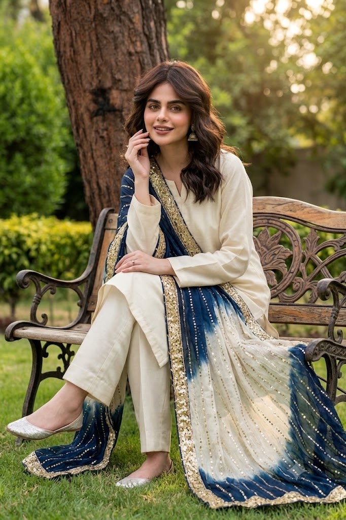 Shrenz Off White Silk Formal Collection Replica - Image 3
