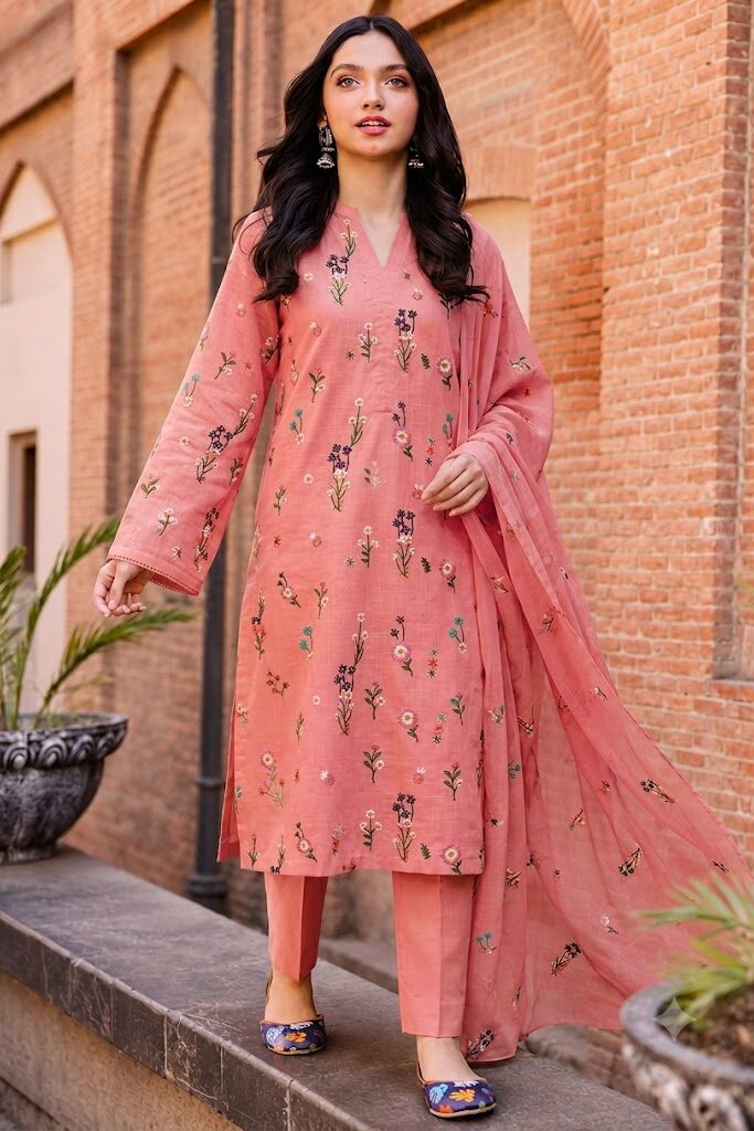 Shrenz Pink Luxury Lawn Collection Replica