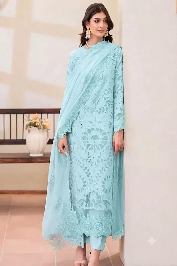 Imrozia Sky Blue Luxury Lawn Collection Replica