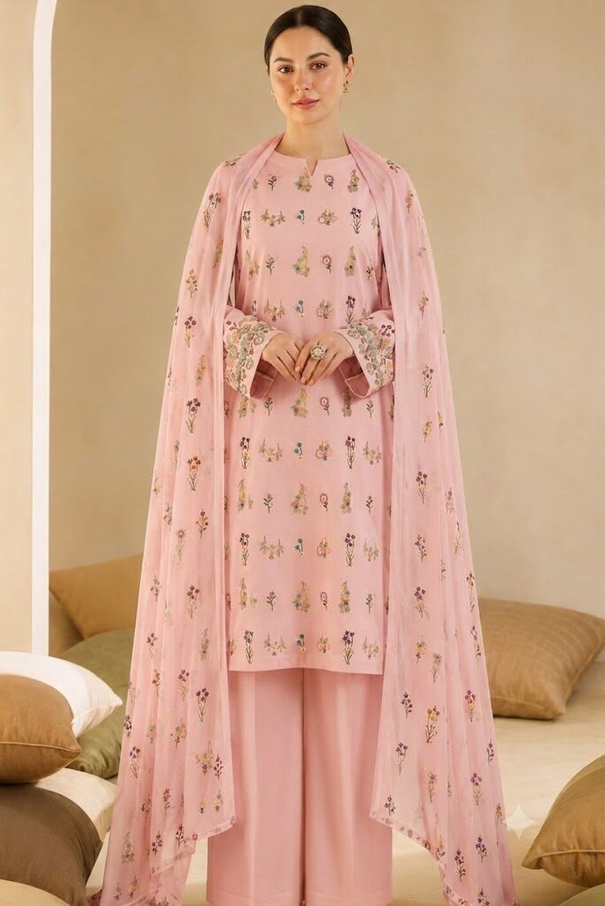 Shrenz Pink Luxury Lawn Collection Replica