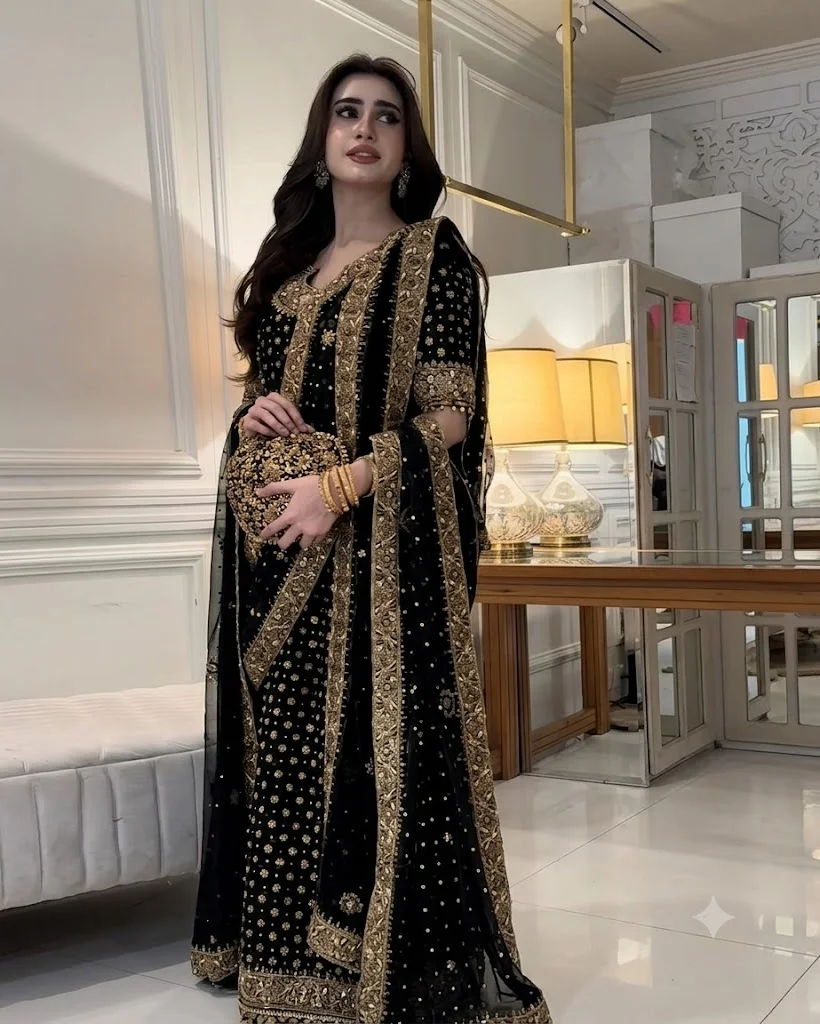 Alternative view of Haris Shakeel Black Bridal Collection Chiffon Replica