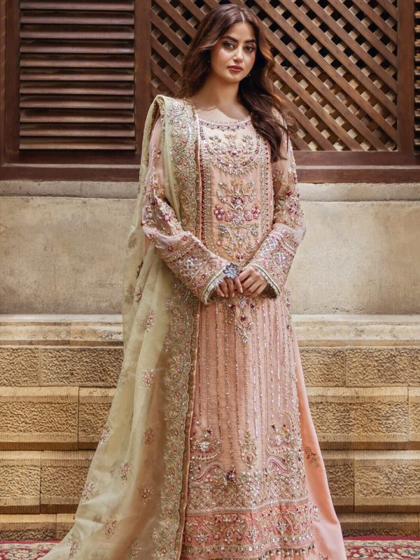 Imrozia Peach Silk Formal Collection Replica