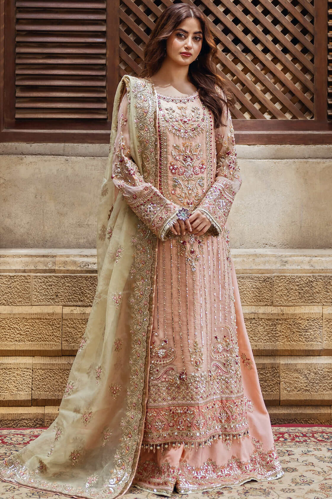 Imrozia Peach Silk Formal Collection Replica