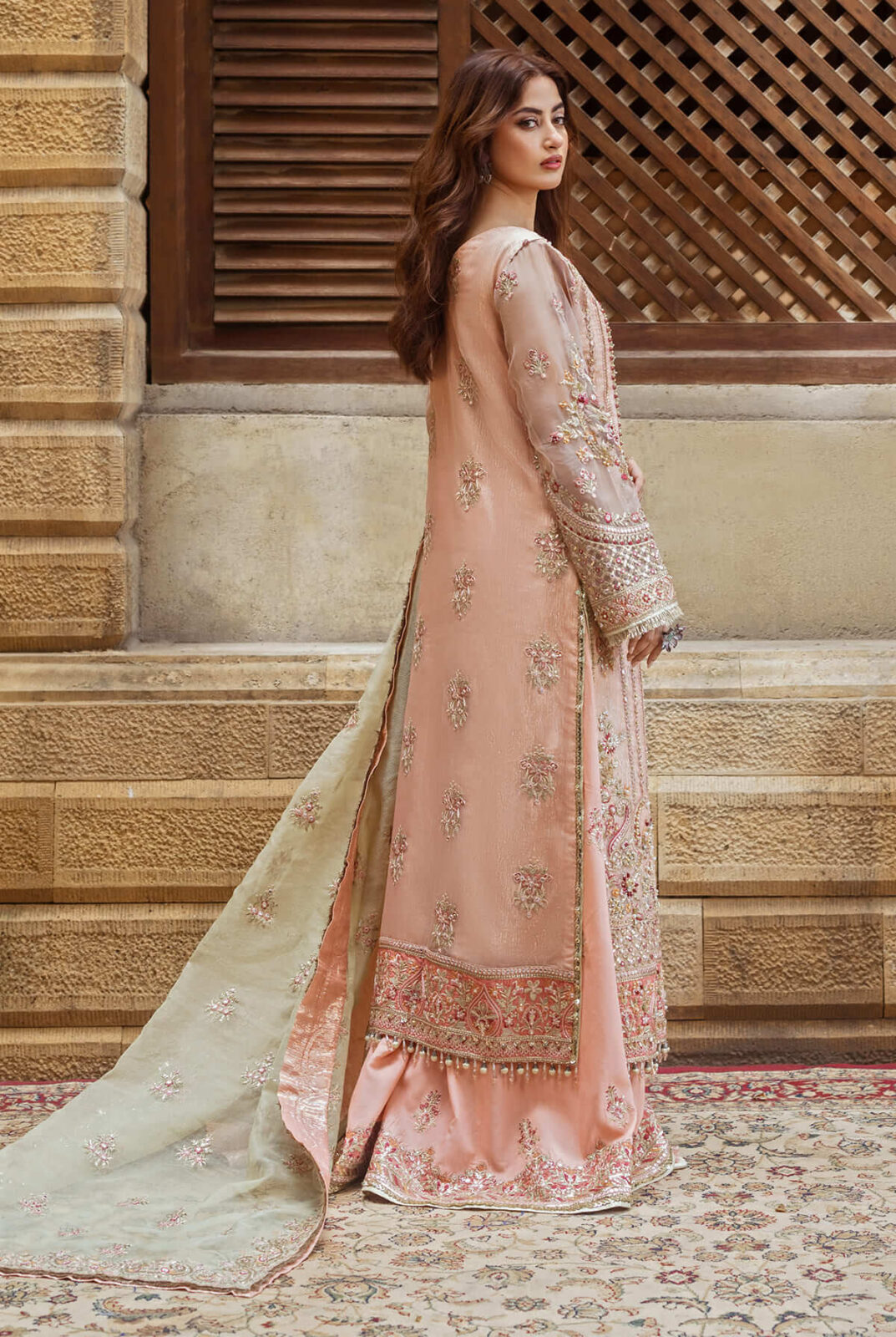 Imrozia Peach Silk Formal Collection Replica - Image 4