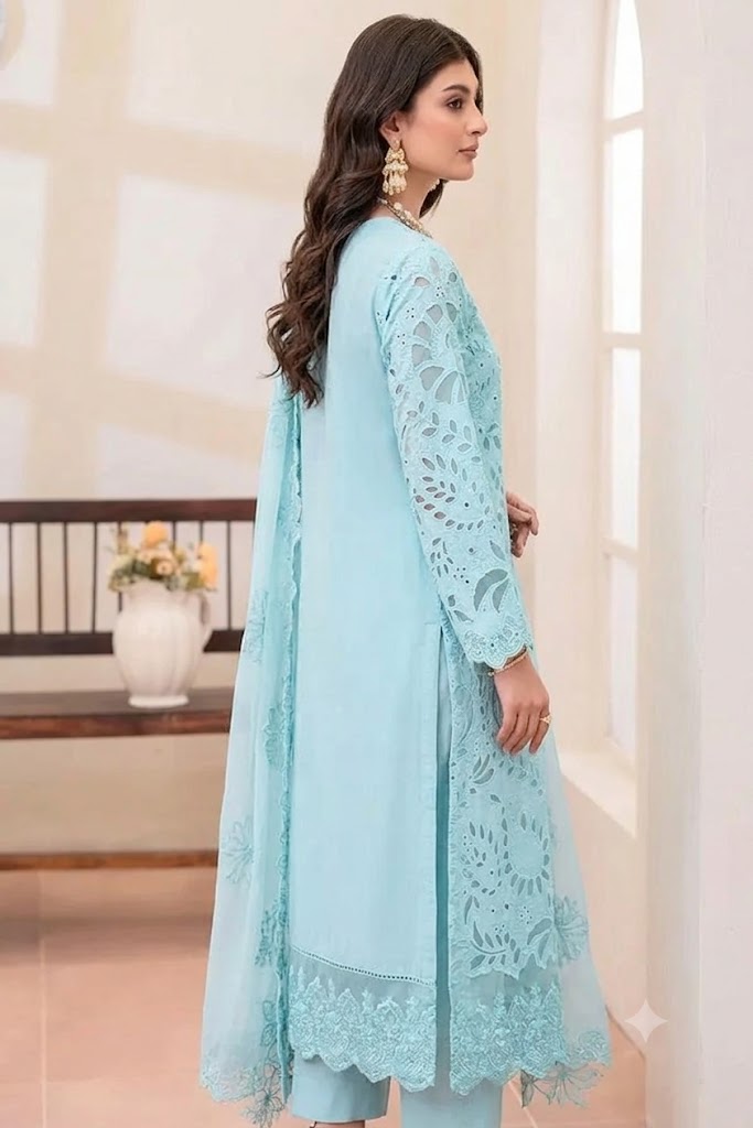 Alternative view of Imrozia Sky Blue Luxury Lawn Collection Replica