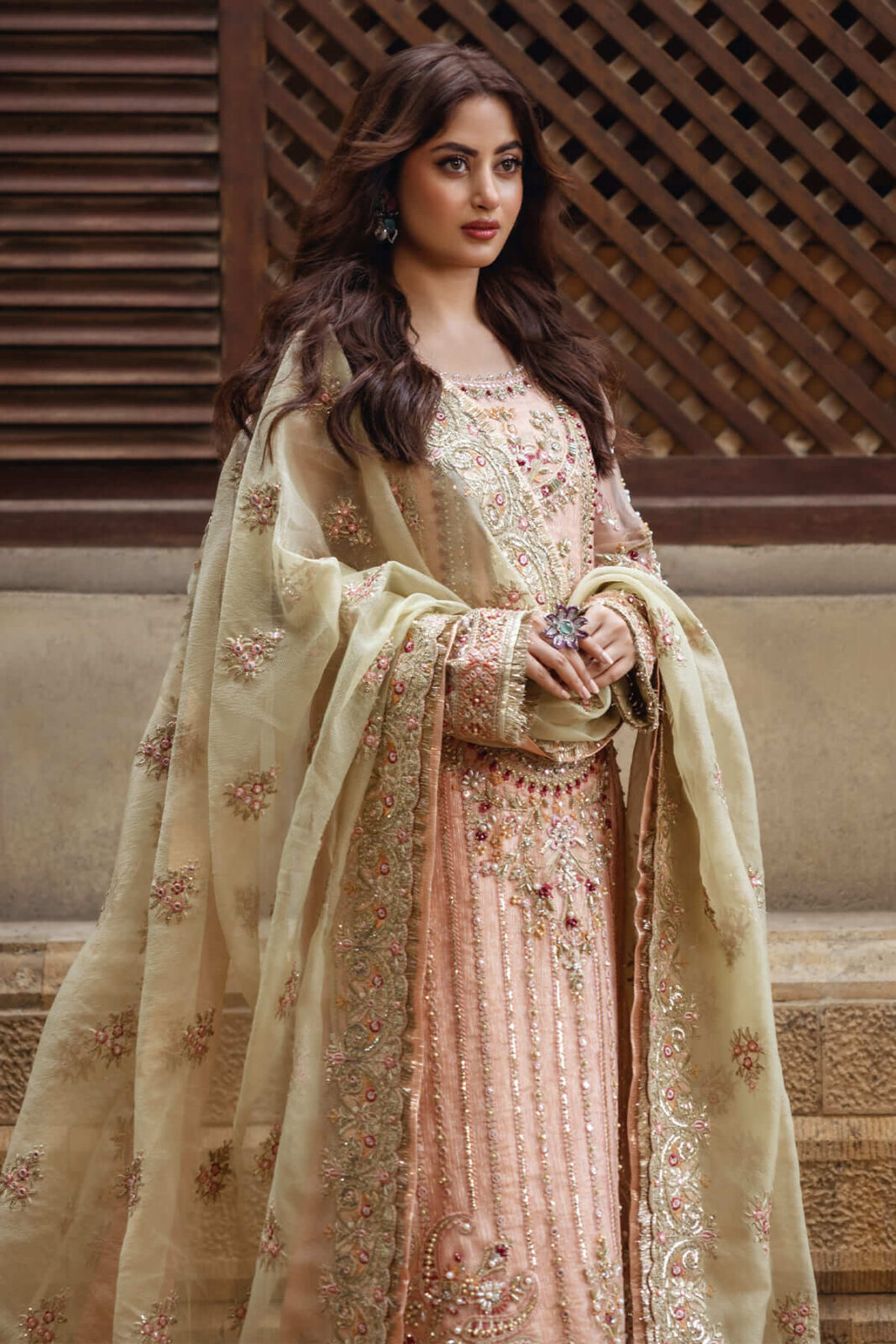Alternative view of Imrozia Peach Silk Formal Collection Replica
