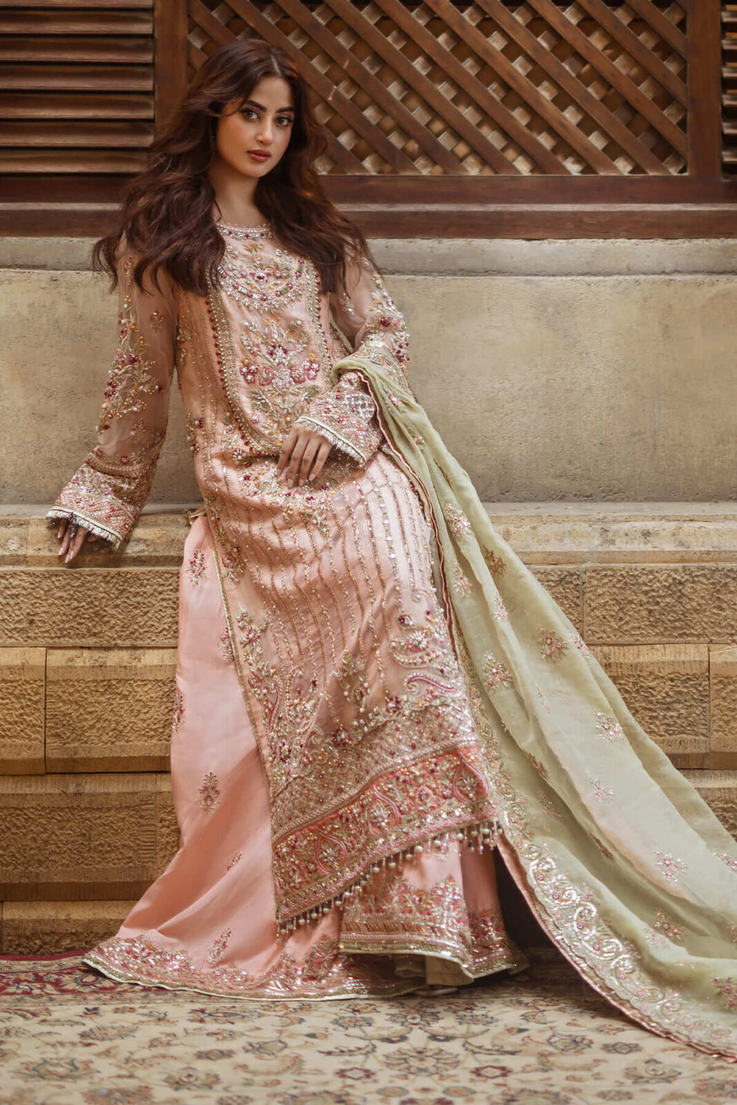 Imrozia Peach Silk Formal Collection Replica - Image 3