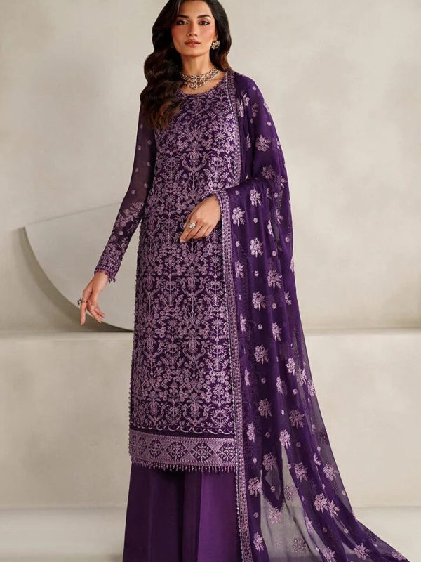Zarif Purple Chiffon Formal Collection Replica