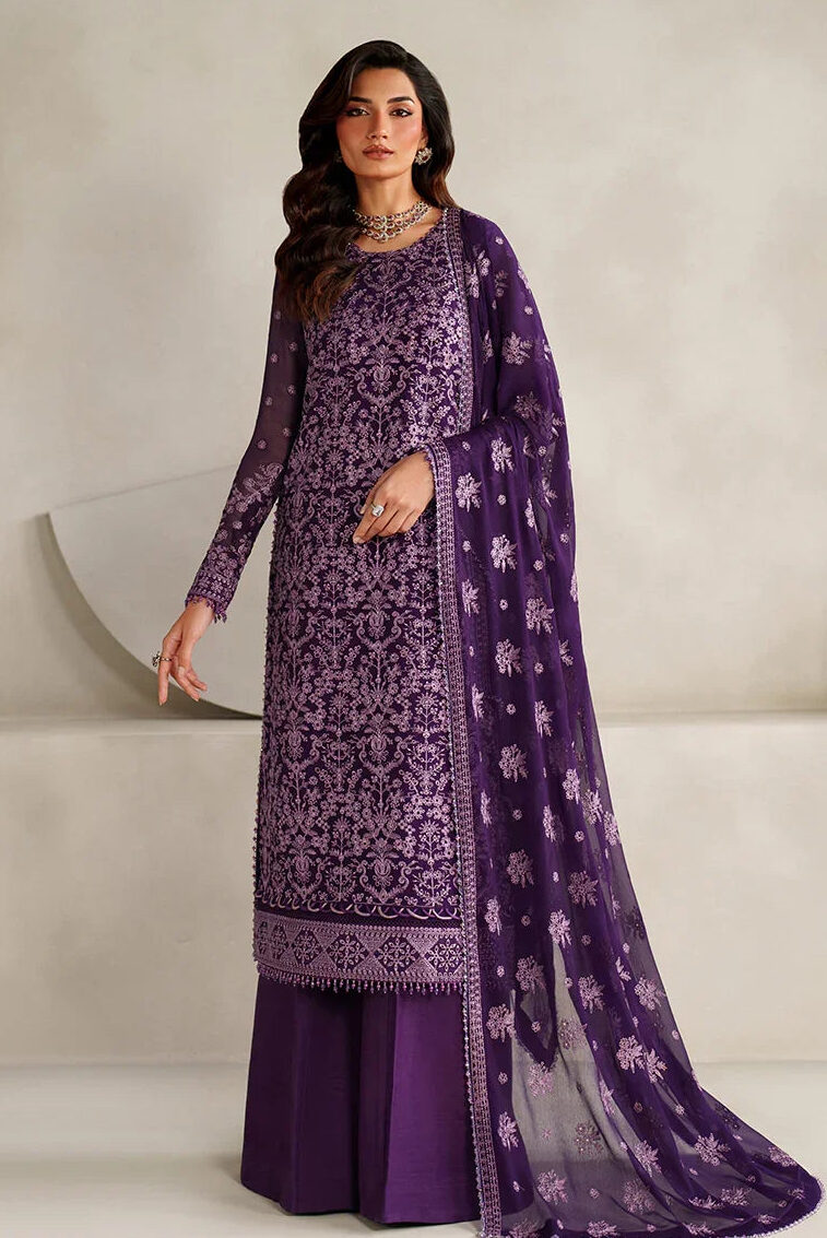 Zarif Purple Chiffon Formal Collection Replica