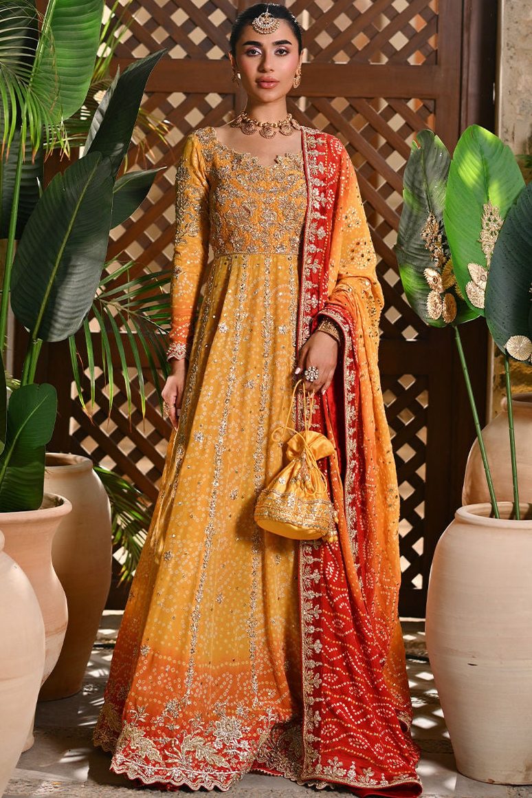 Ansab Jahangir Yellow Chiffon Bridal Collection Replica