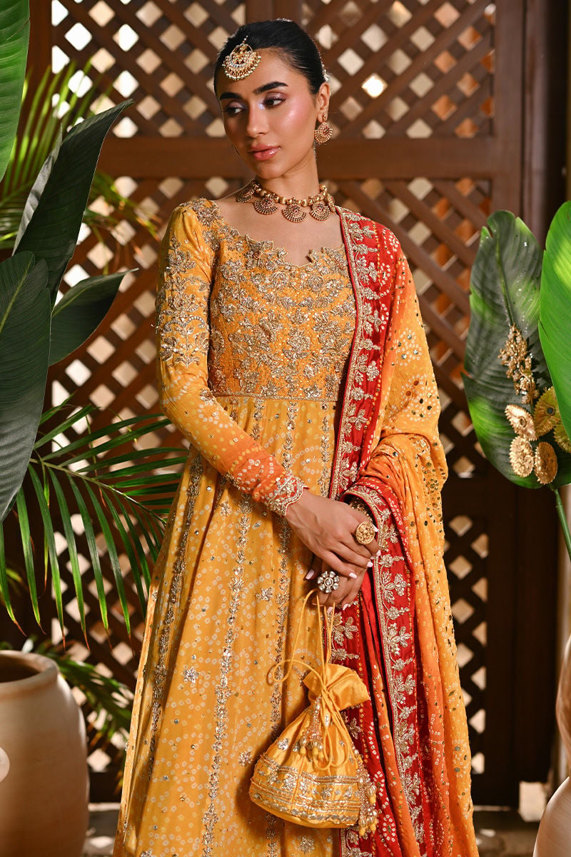 Ansab Jahangir Yellow Chiffon Bridal Collection Replica - Image 3