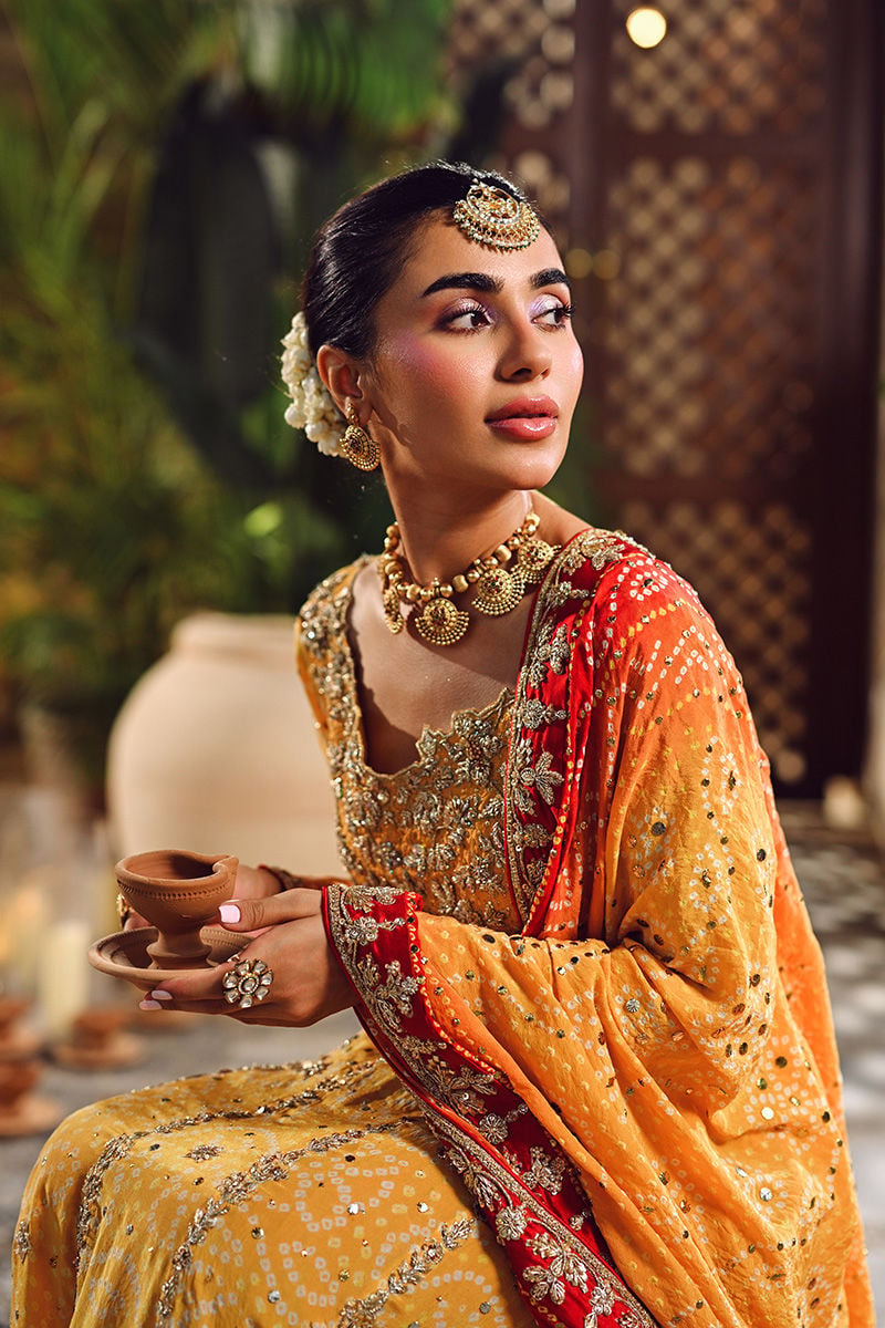 Ansab Jahangir Yellow Chiffon Bridal Collection Replica - Image 4