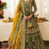 Gulaal Bottle Green Net Bridal Collection Replica