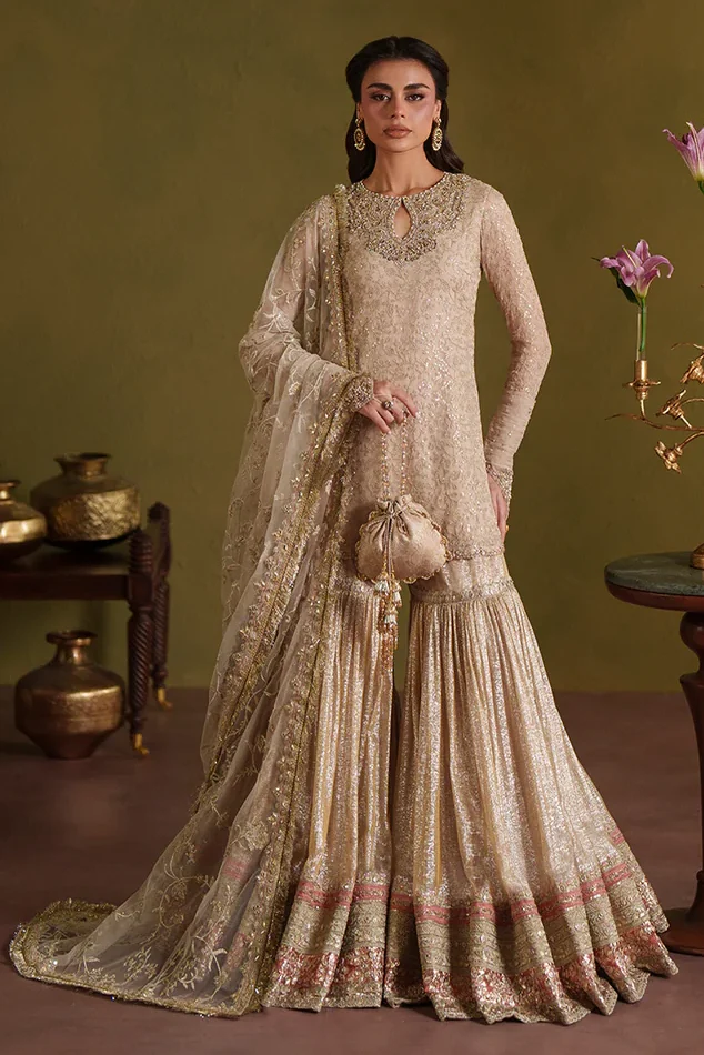 Faiza Saqlain Skin Chiffon Bridal Collection Replica