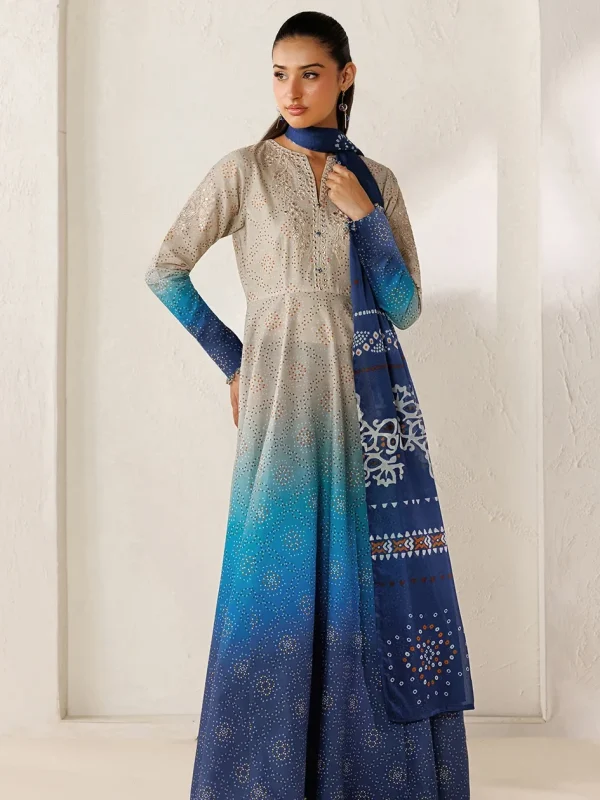 Baroque Blue Printed Silk Formal Collection Replica