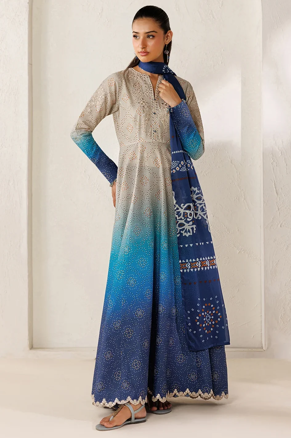 Baroque Blue Silk Formal Collection Replica
