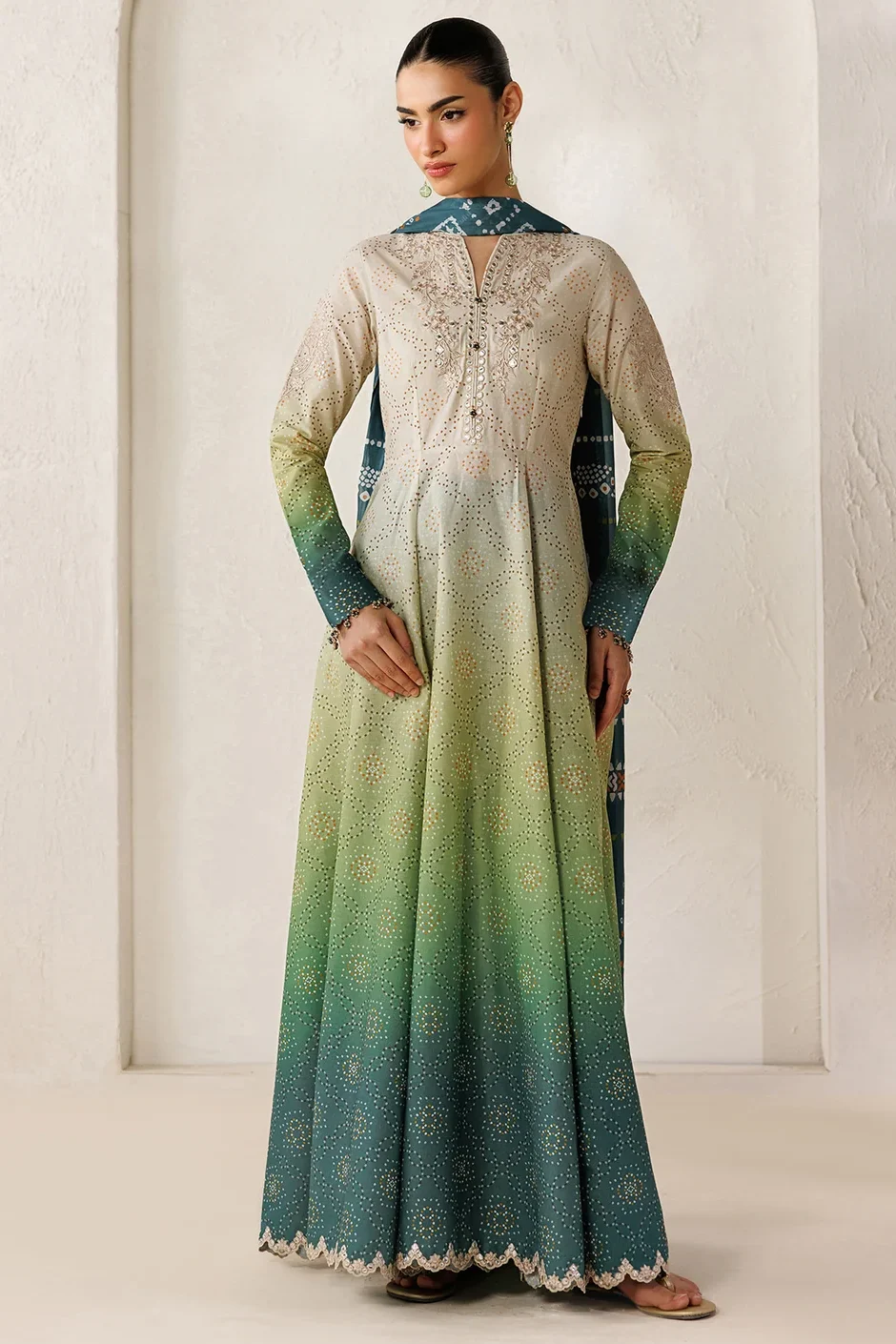 Baroque Green Silk Formal Collection Replica