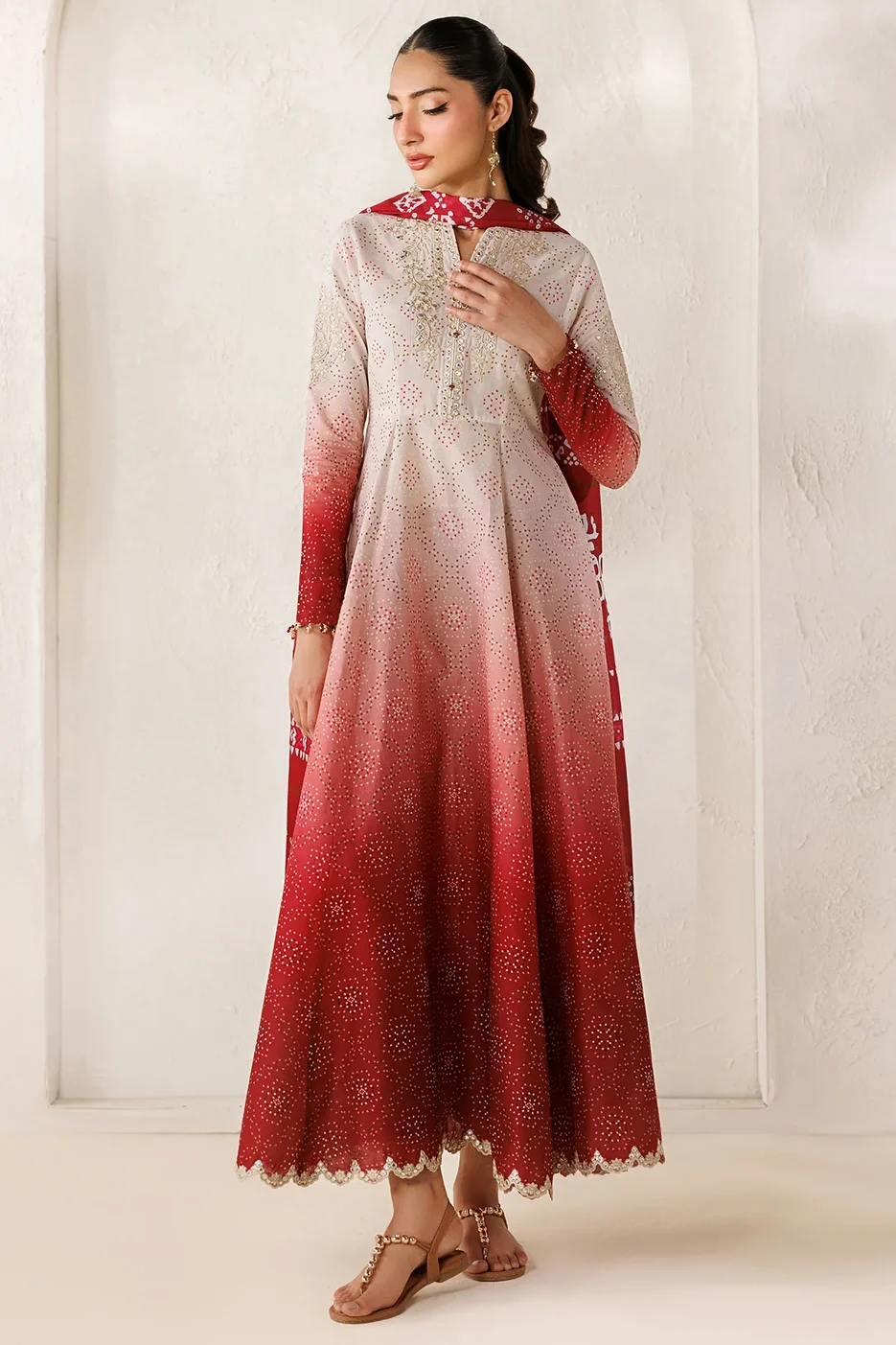 Baroque Red Silk Formal Collection Replica