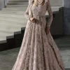 Afrozeh Peach Net Bridal Collection Replica