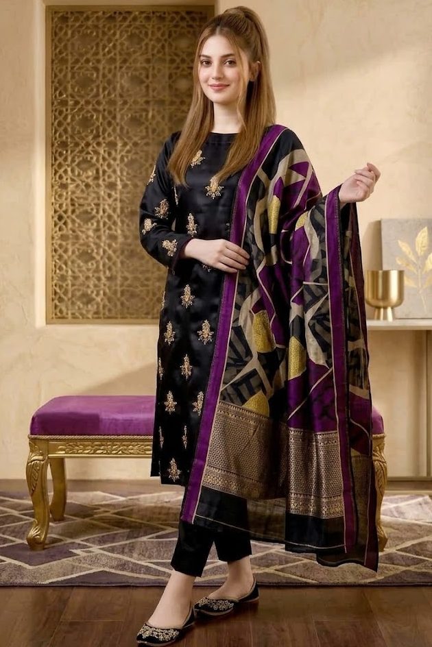 Shrenz Black Silk Formal Collection Replica