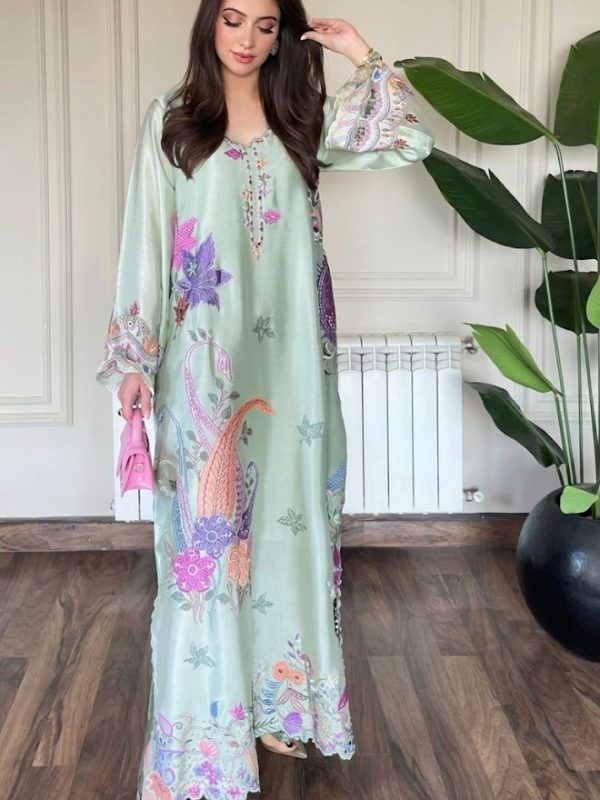 Shrenz Pistachio Sheesha Silk Formal Collection Replica