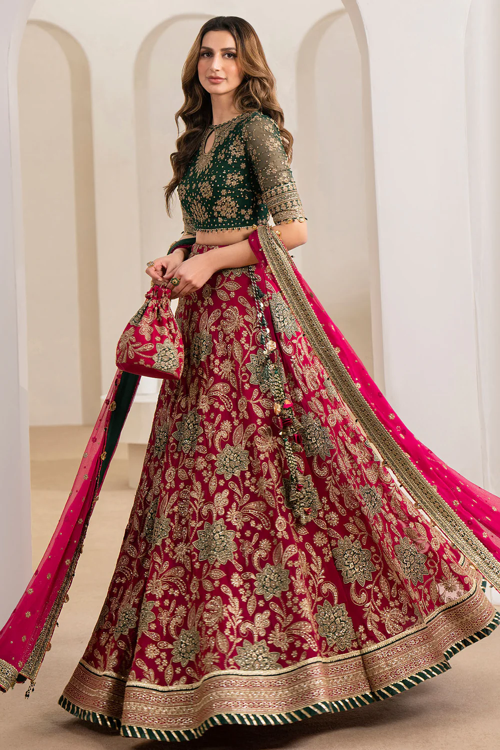 Jazmin Shocking Pink Chiffon Bridal Collection Replica - Image 3