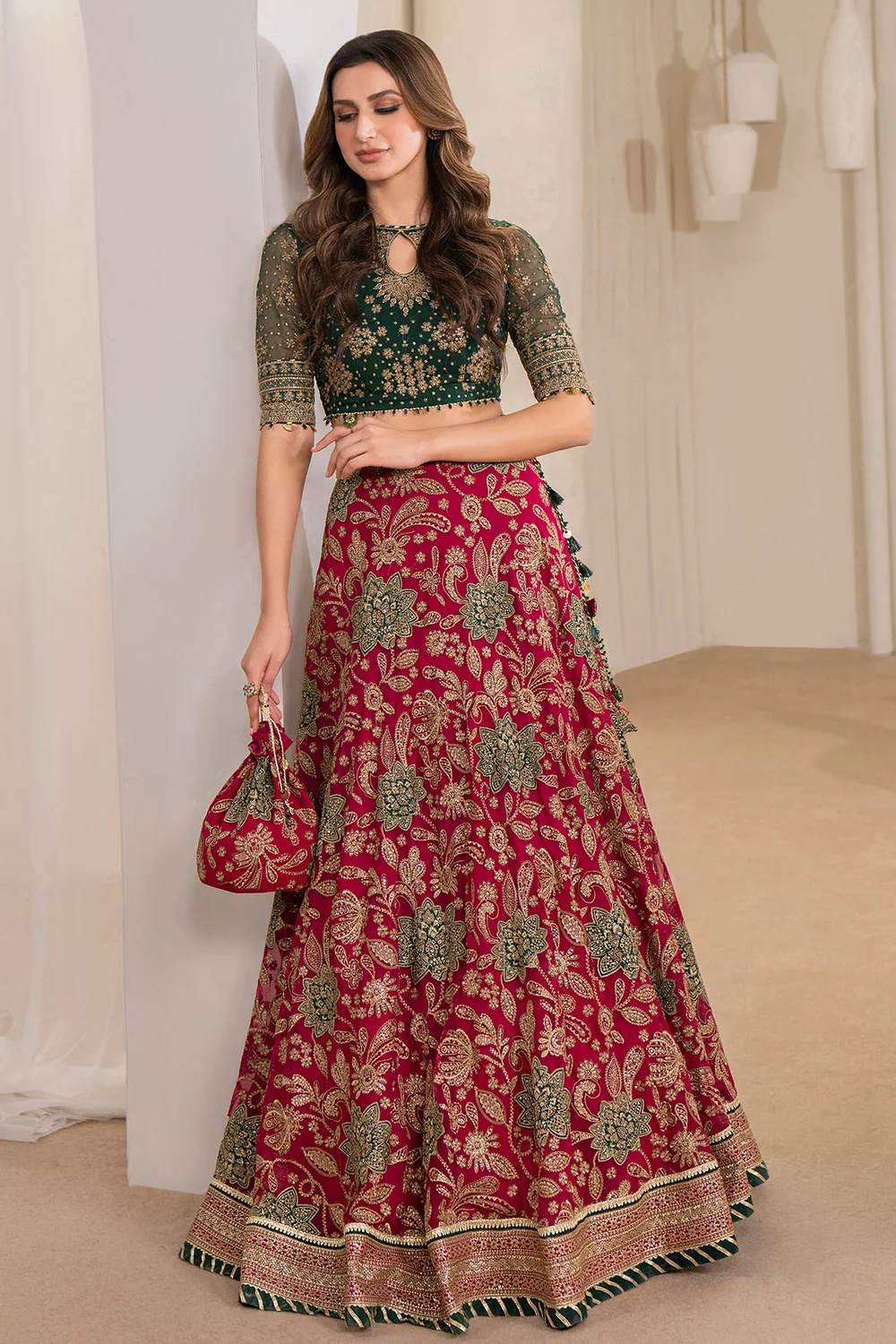 Jazmin Shocking Pink Chiffon Bridal Collection Replica - Image 4