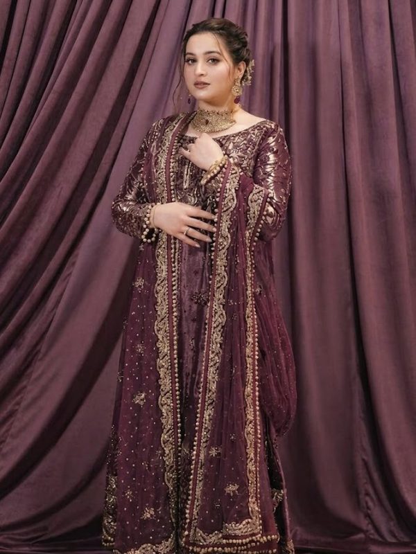 Haris Shakeel Purple Luxury Bridal Collection Maysori Replica