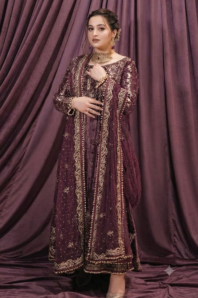 Haris Shakeel Purple Luxury Bridal Collection Maysori Replica