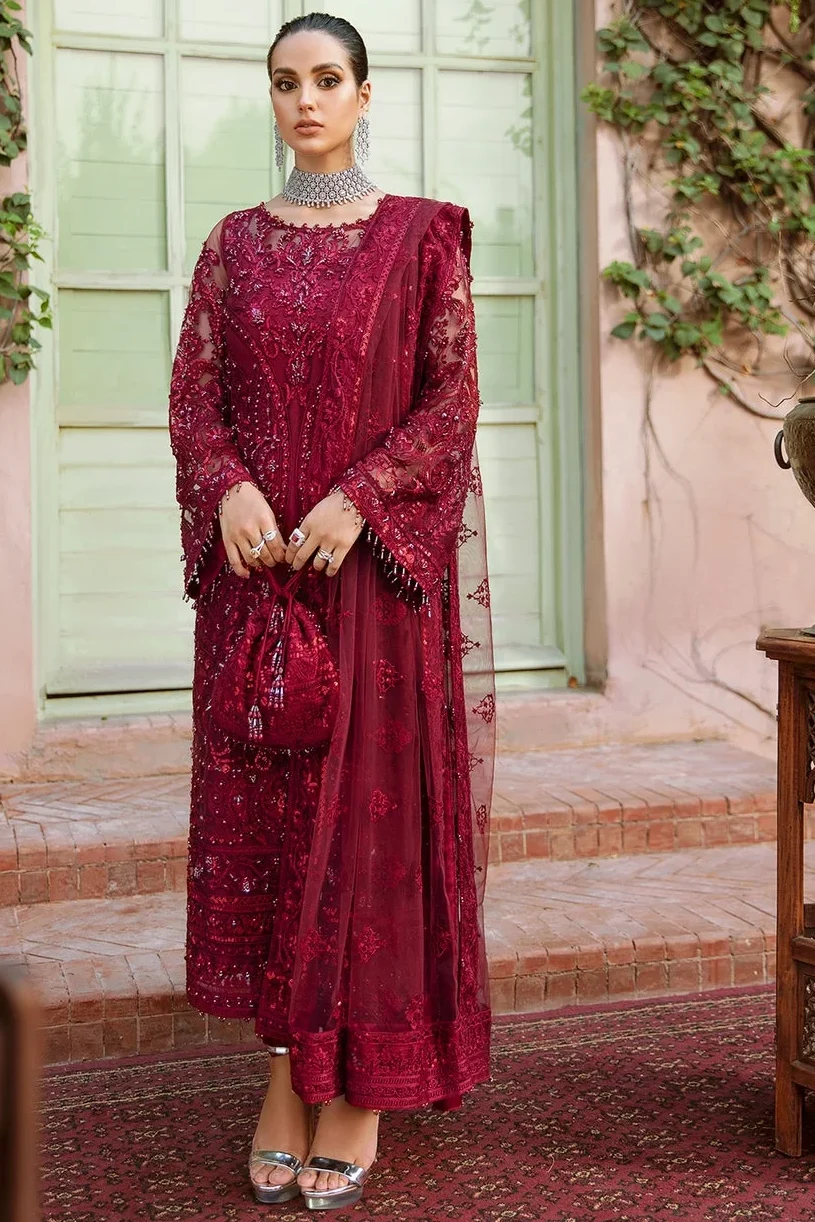Kanwal Malik Red Net Bridal Collection Replica