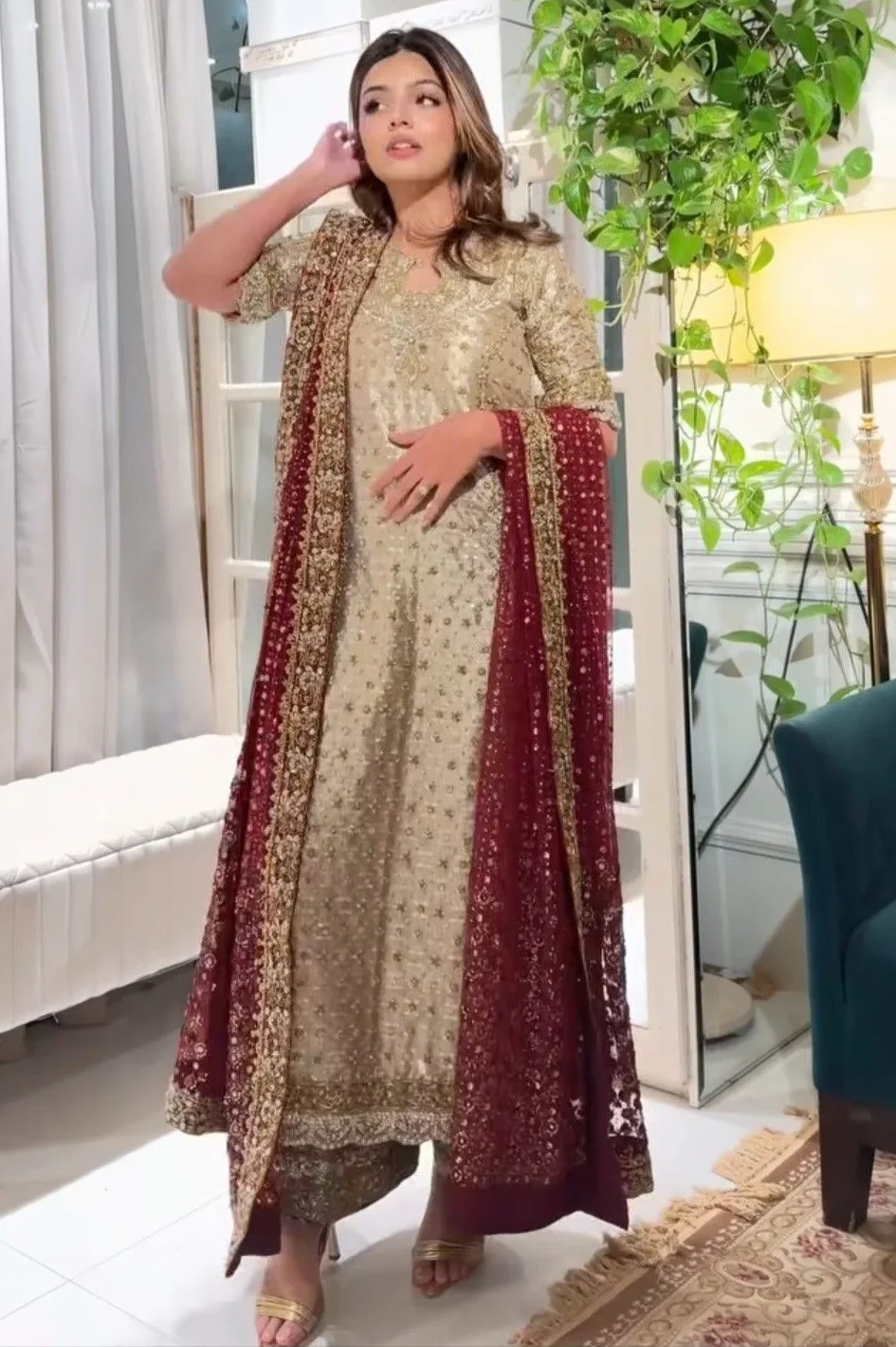 Haris Shakeel Golden Maysori Bridal Collection Replica