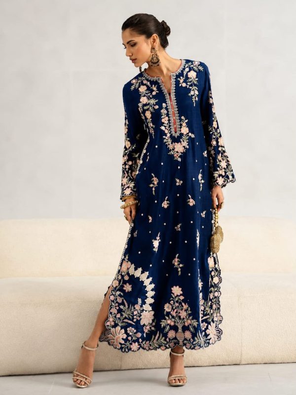 2 Piece Ethnic Royal Blue Formal Collection Silk Replica