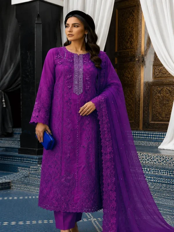 Shrenz Purple Luxury Lawn Collection Replica