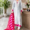 Shrenz Silver Sheesha Silk Formal Collection Replica
