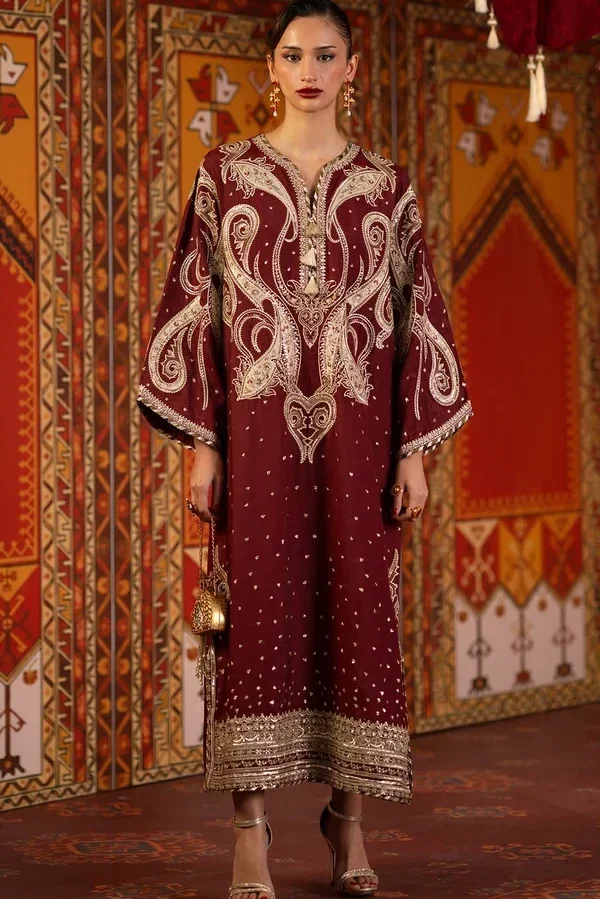 Ethnic Maroon Silk Formal Collection Replica